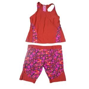 Womens Swimsuits for All Red 2 Piece Razer Back with Shorts - 3X